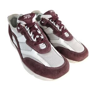 SAS Journey Mesh Men's 10WW Walking Shoes Sneakers Burgundy White Leather USA